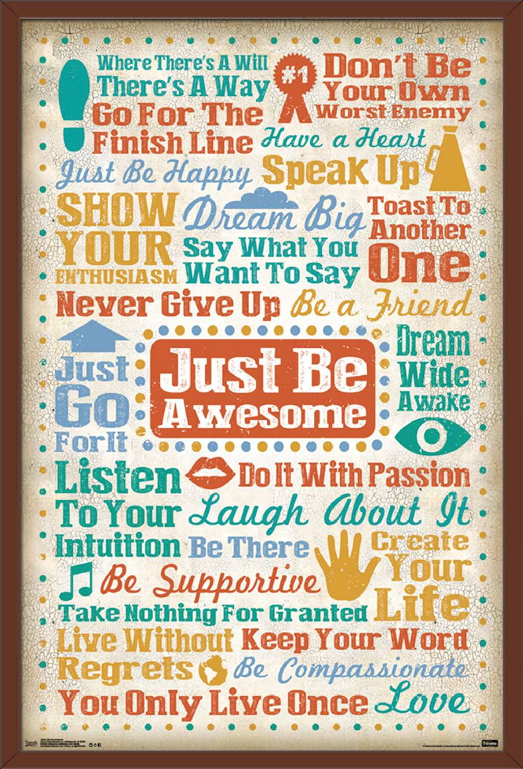 Just Be Awesome Wall Poster, 22.375" x 34", Framed