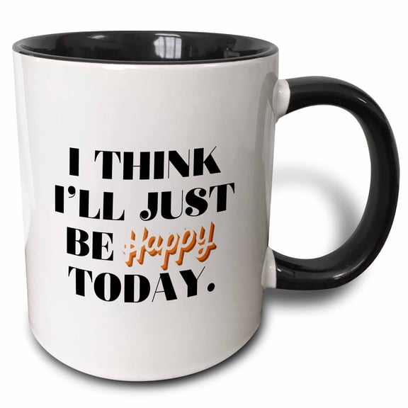 3drose, Just Be Happy Today Wall Quotes Art Decor for Peaceful and Energetic Home, 15oz Two-tone Black Mug