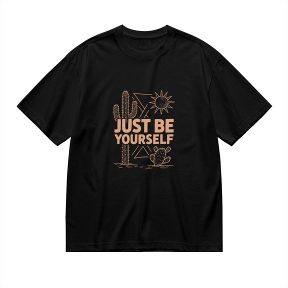 Just Be Yourself, Cactus Sun Print 1, Vintage T Shirt, Cotton T-Shirt for Men, 23554235,S