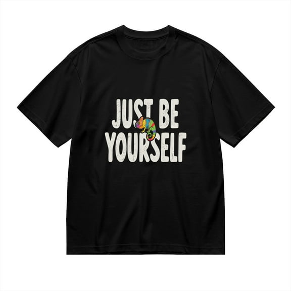 Just Be Yourself, Colored Chameleon Print, Vintage T Shirt, Cotton T-Shirt for Men, 23483343,3XL