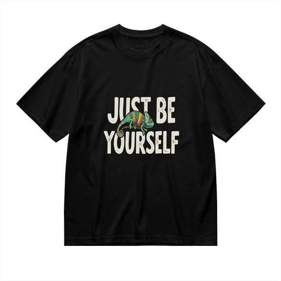 Just Be Yourself, Colorful Chameleon Print 3, Vintage T Shirt, Cotton T-Shirt for Men, 23483304,M