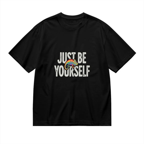 Just Be Yourself, Rainbow-Colored Chameleon Print 2, Vintage T Shirt, Cotton T-Shirt for Men, 23483371,XL