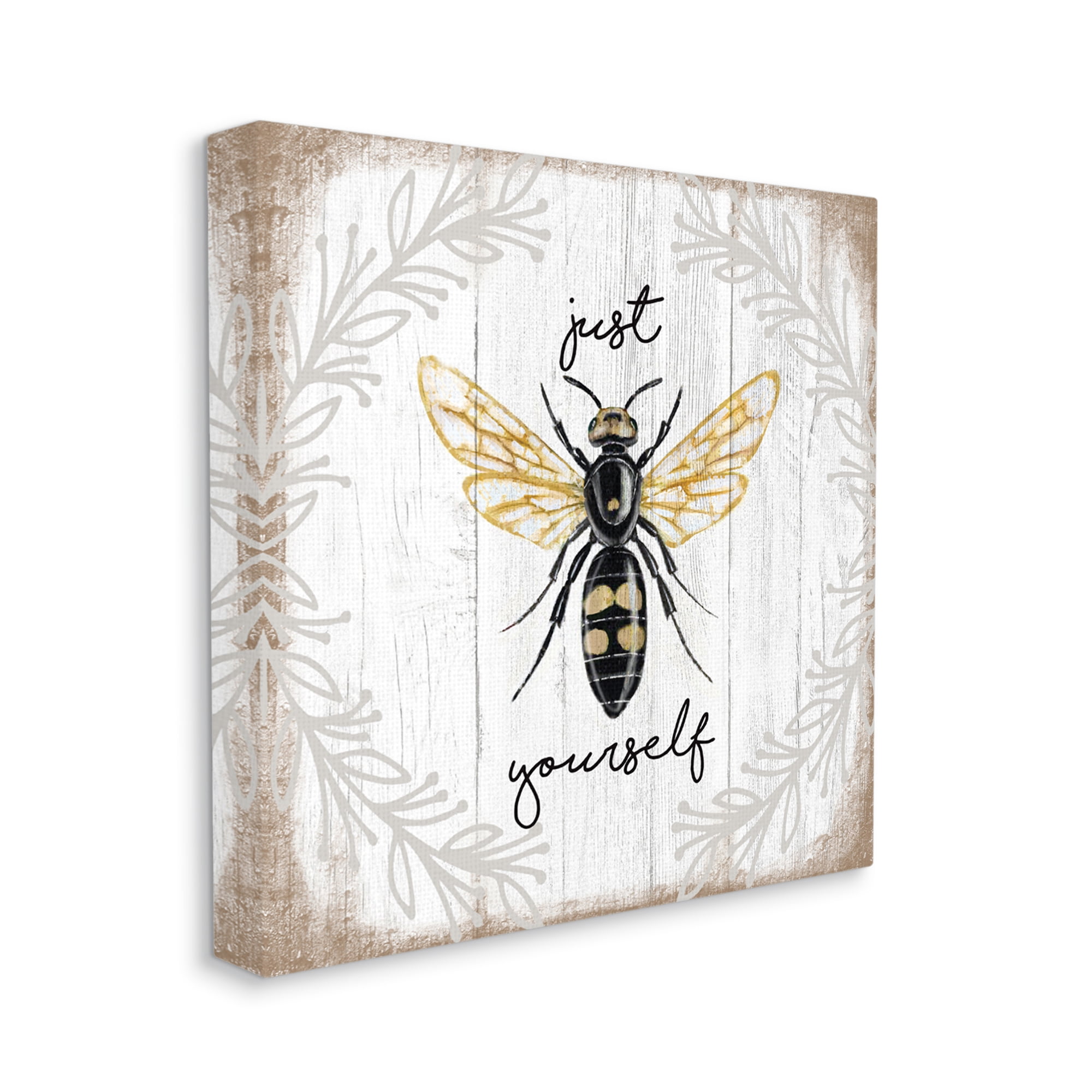 Stupell Industries Just Be Yourself Sentiment Country Charm Bee,24 x 24,Designed by Elizabeth Tyndall