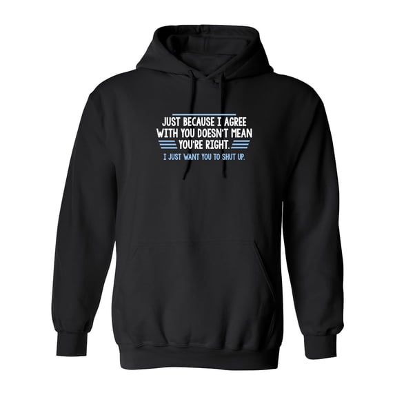 Just Because I Agree With You Doesn't Mean You're Right Sarcastic Novelty Gift Idea Adult Humor Funny Men's Hoodies