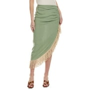 Just Bee Queen womens  Mallorca Linen Midi Skirt, M, Green