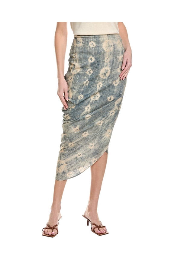 womens Noor Linen-Blend Midi Skirt, xs, Blue