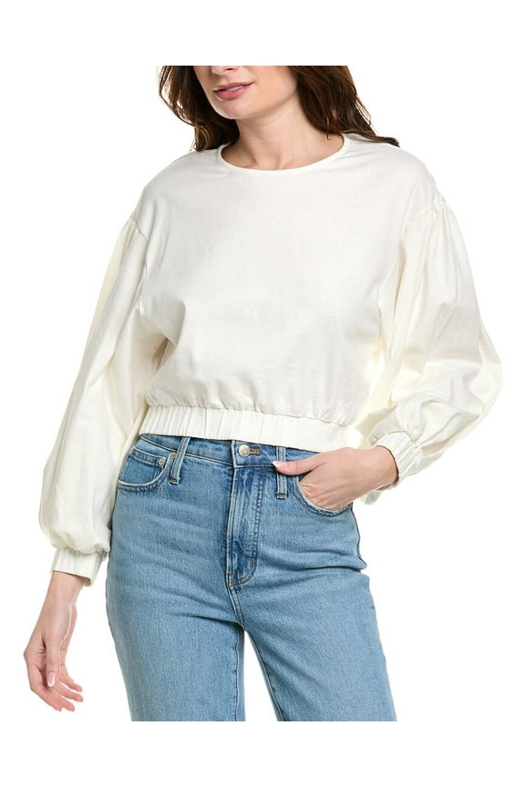 womens Whitney Linen-Blend Top, s, White