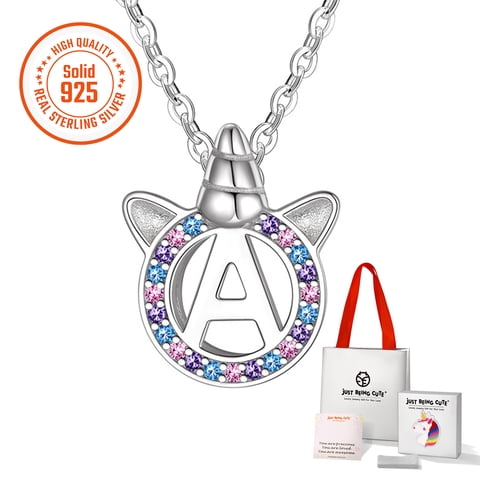 Unicorn Necklace for Women, Personalized Initial A Pendant Necklace 925 Sterling Silver Jewelry Gifts for Her, Birthday/Christmas