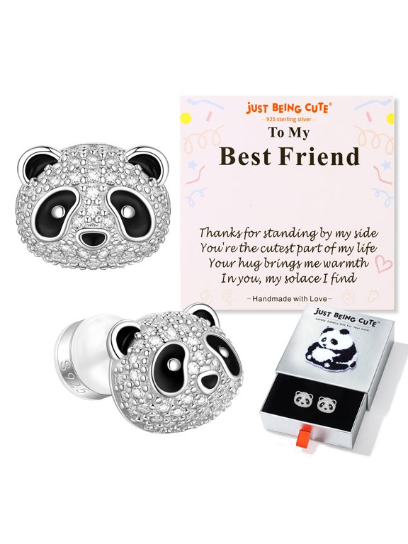 Earrings for Women 925 Sterling Silver Stud Earrings Panda Jewelry Gifts for Friend, Birthday Graduation