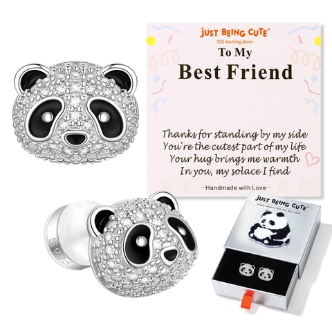Earrings for Women 925 Sterling Silver Stud Earrings Panda Jewelry Gifts for Friend, Birthday Graduation