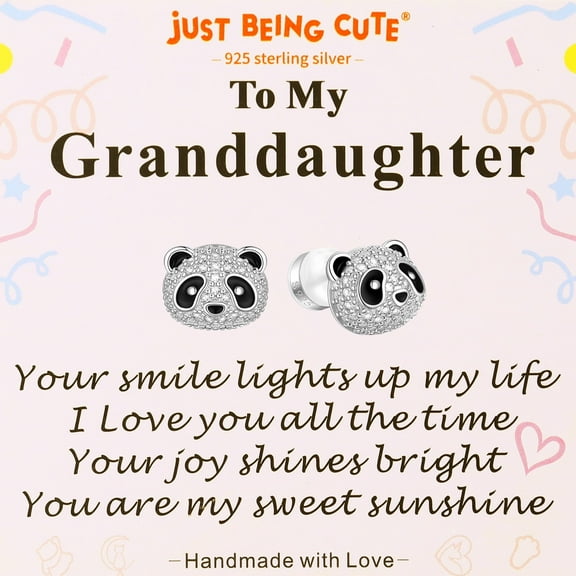 JustBeingCute Earrings for Girls Women 925 Sterling Silver Stud Earring for Granddaughter