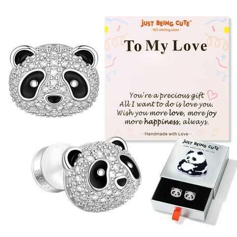 Earrings for Women 925 Sterling Silver Stud Earrings Panda Jewelry Gifts for My Love, Birthday Graduation
