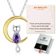 thumbnail image 1 of Just Being Cute Birthstone Necklace for Women Sterling Silver Chains Amethyst Necklaces Pendant Moon Cat Jewelry Gifts for Girls Daughter, 1 of 8