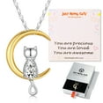 thumbnail image 1 of Just Being Cute Birthstone Necklace for Women Sterling Silver Chains Created Diamond Necklaces Pendant Moon Cat Jewelry Christmas Birthday Gifts for Girls, 1 of 8
