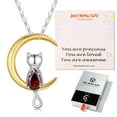 thumbnail image 1 of Just Being Cute Birthstone Necklaces for Women Sterling Silver Chains Garnet Pendant Moon Cat Jewelry Gifts for Girls, 1 of 8