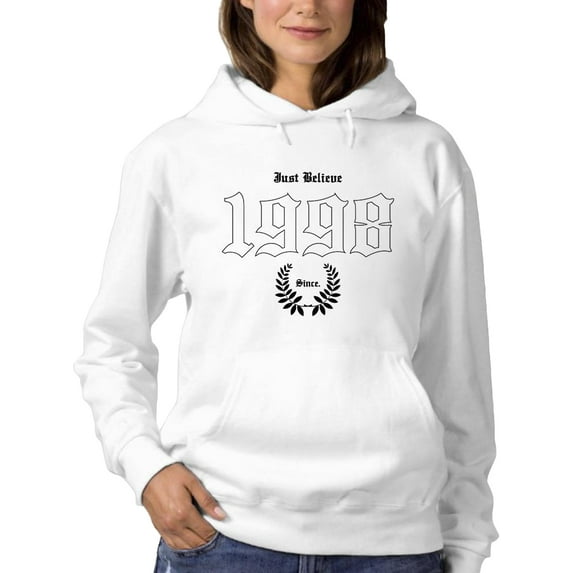 Just Believe 1998 Garland Hoodie Women -Image by Shutterstock, Female Medium