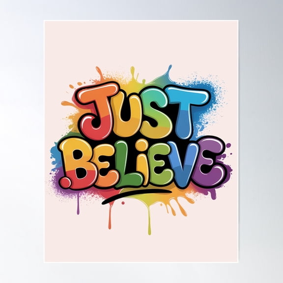 Just Believe Mark 5:36 Bold Graffiti Jesus Quote Street Art Poster Wall Art, Modern Wall Decor For Living Room Bedroom, 8x12 UNFRAMED