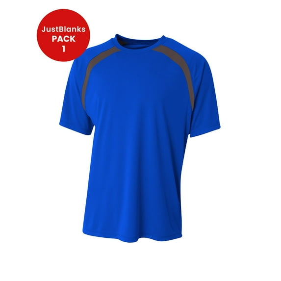 JustBlanks Mens Moisture Wicking Athletic Performance Crew Spartan Color Block Short Sleeve