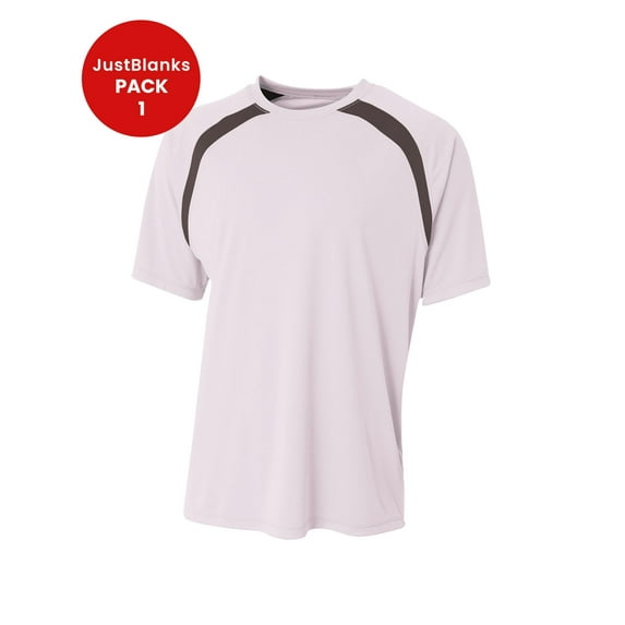 JustBlanks Mens Moisture Wicking Athletic Performance Crew Spartan Color Block Short Sleeve