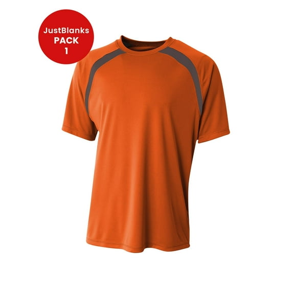 JustBlanks Mens Moisture Wicking Athletic Performance Crew Spartan Color Block Short Sleeve