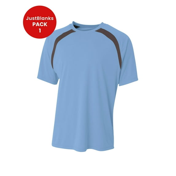 JustBlanks Mens Moisture Wicking Athletic Performance Crew Spartan Color Block Short Sleeve