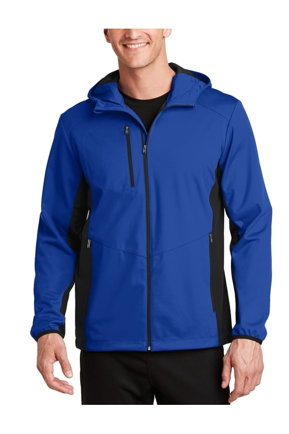 Just Blanks Active Hooded Soft Shell Jacket, True Royal/ Deep Black, 4XL