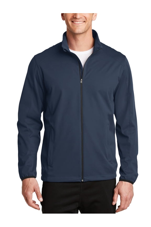 Just Blanks Active Soft Shell Jacket Fabric Breathability Rating Reverse Coil Zipper, Dress Blue Navy, 4XL