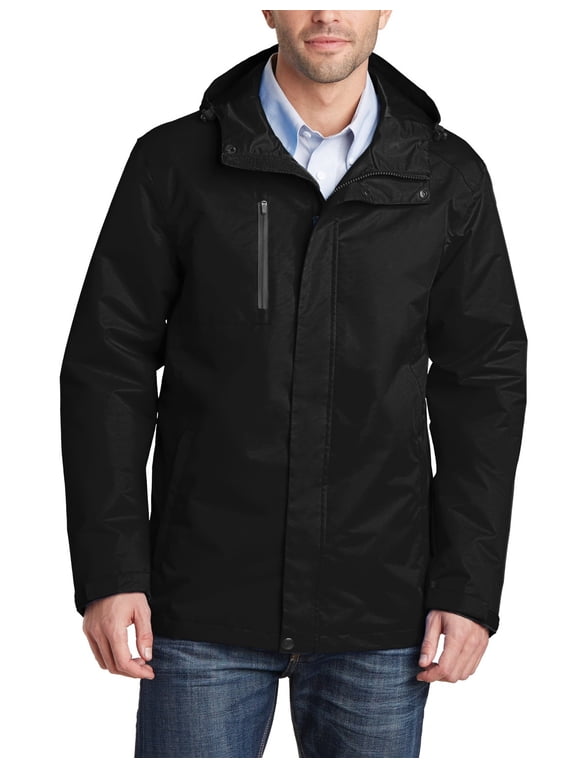 Just Blanks All-Conditions Jacket Adjustable Hood With Locking Drawcord To Customize Fit, Black, 4XL
