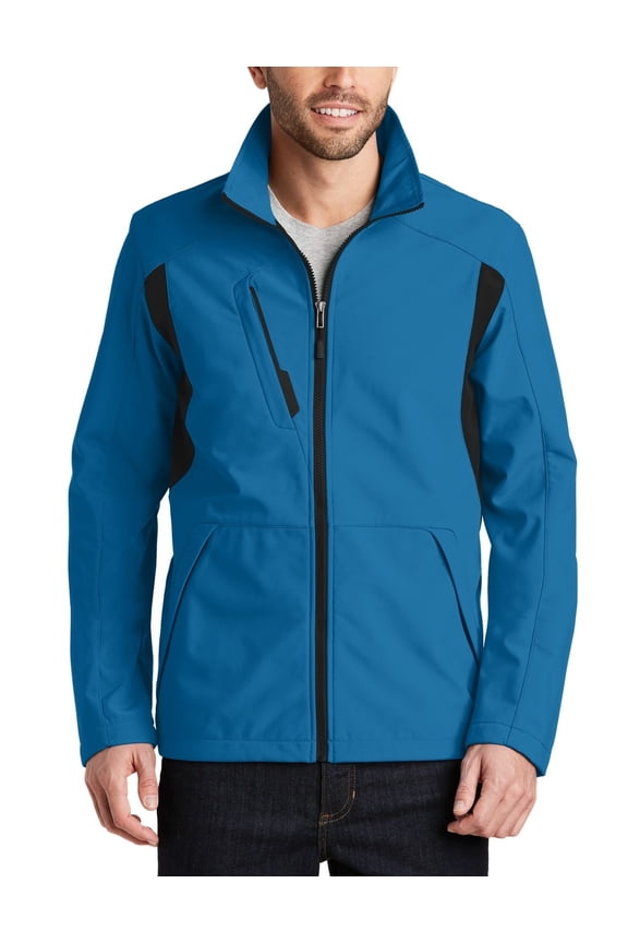Mens Back Block Soft Shell Jacket with Microfleece Lining Water Resistant Windproof