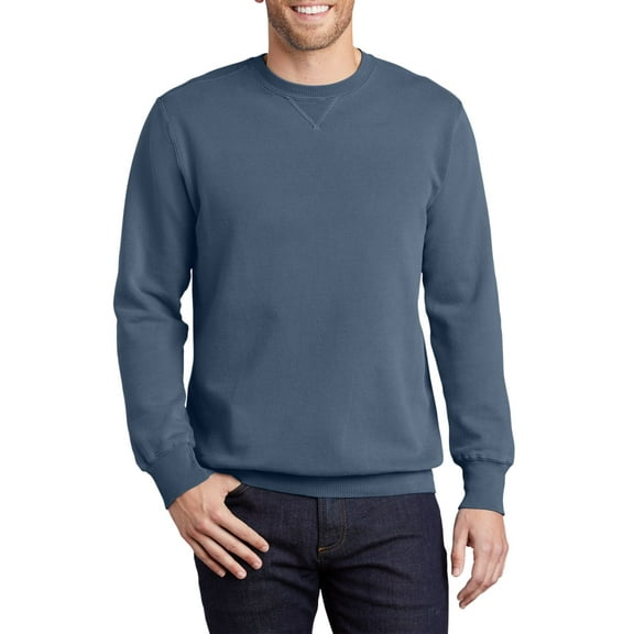 Just Blanks Beach Wash Garment Dye Sweatshirt With Aged To Perfection Color, Denim Blue, 4XL