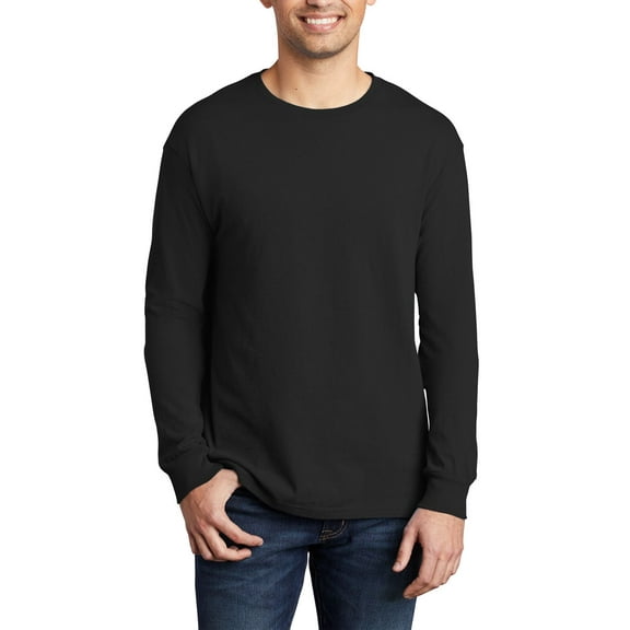 JustBlanks Garment Dyed Long Sleeve Ring Spun Cotton Crewneck Classic Fit Soft Washed T Shirt