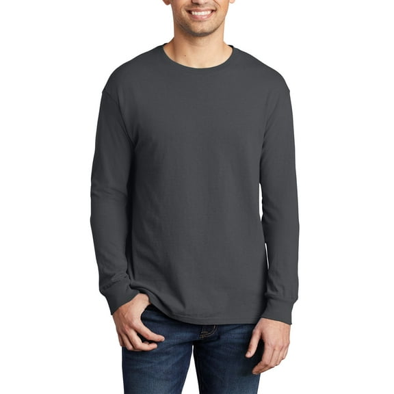 JustBlanks Garment Dyed Long Sleeve Ring Spun Cotton Crewneck Classic Fit Soft Washed T Shirt