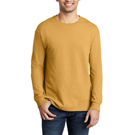 JustBlanks Garment Dyed Long Sleeve Ring Spun Cotton Crewneck Classic Fit Soft Washed T Shirt