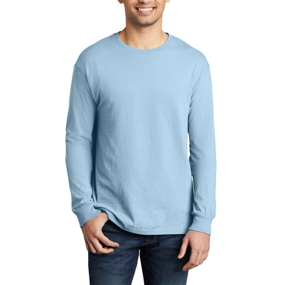 JustBlanks Garment Dyed Long Sleeve Ring Spun Cotton Crewneck Classic Fit Soft Washed T Shirt