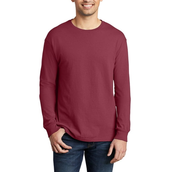 JustBlanks Garment Dyed Long Sleeve Ring Spun Cotton Crewneck Classic Fit Soft Washed T Shirt