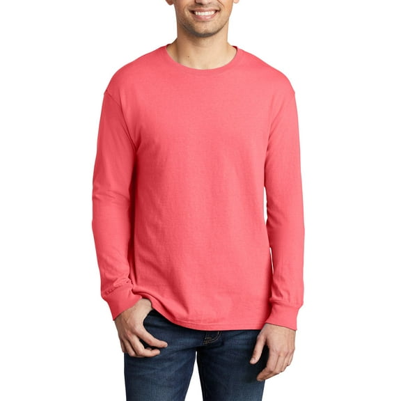 JustBlanks Garment Dyed Long Sleeve Ring Spun Cotton Crewneck Classic Fit Soft Washed T Shirt