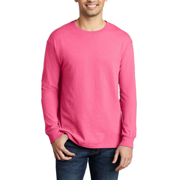 JustBlanks Garment Dyed Long Sleeve Ring Spun Cotton Crewneck Classic Fit Soft Washed T Shirt