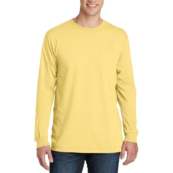 JustBlanks Garment Dyed Long Sleeve Ring Spun Cotton Crewneck Classic Fit Soft Washed T Shirt