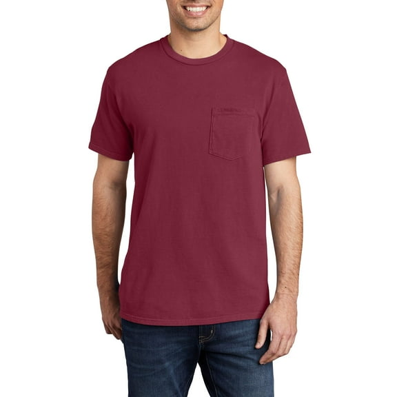 Just Blanks Beach Wash Garment-Dyed Pocket Tee, Merlot, 4XL