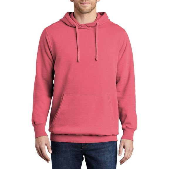 JustBlanks Beach Wash Garment Dyed Pullover Hoodie Soft Cotton Blend Jersey Hood Ribbed Cuffs Hem