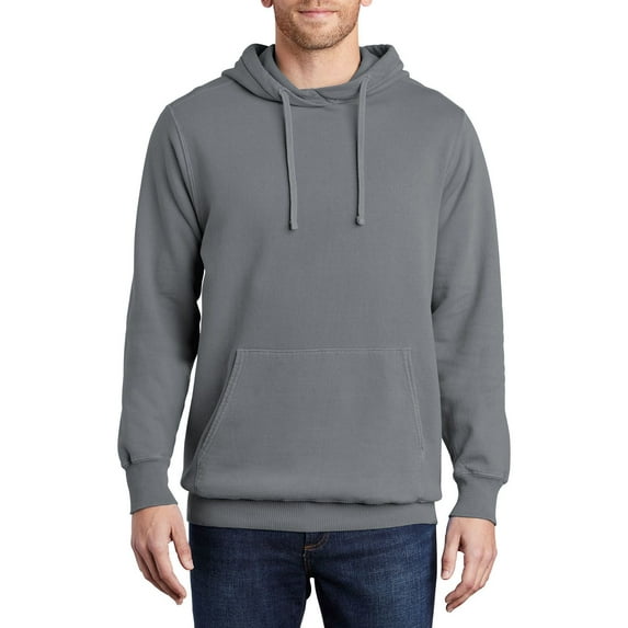 Just Blanks Beach Wash Garment-Dyed Pullover Hooded Sweatshirt, Pewter, 4XL