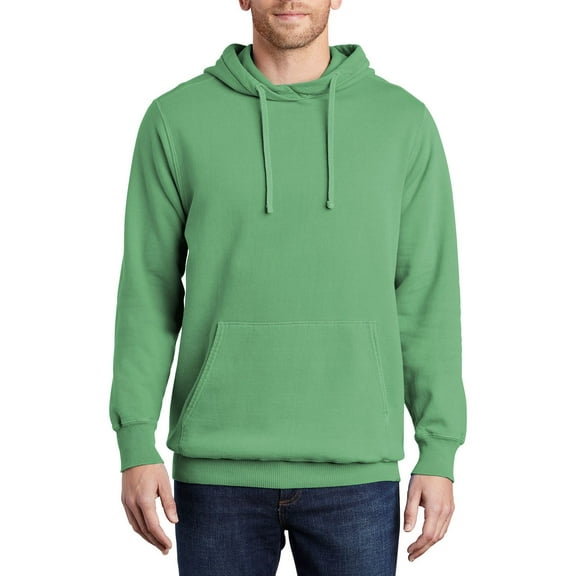 JustBlanks Beach Wash Garment Dyed Pullover Hoodie Soft Cotton Blend Jersey Hood Ribbed Cuffs Hem