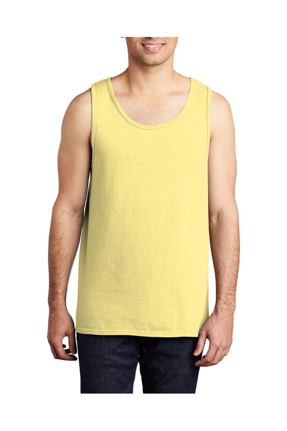 Garment Dyed Ring Spun Cotton Sleeveless Beach Wash Look Tank Top