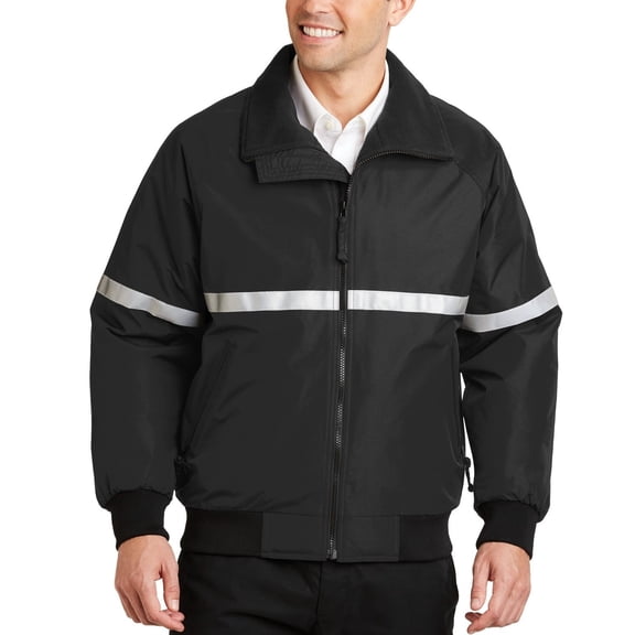 JustBlanks Mens Water Resistant Reflective Safety Jacket Teklon Nylon Shell Fleece Lining Full Zip Front Rib Knit Trim