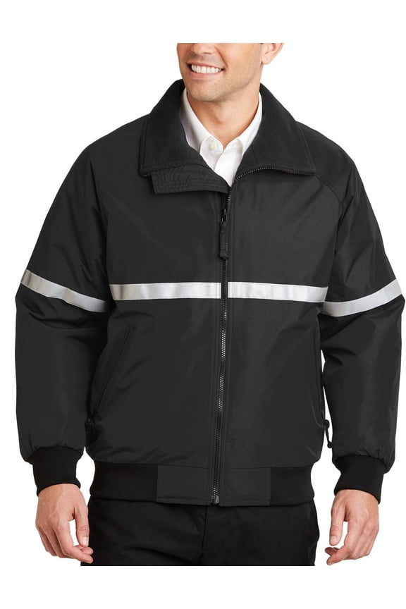 Just Blanks Challenger Jacket with Reflective Taping, True Black/ True Black/ Reflective, 6XL