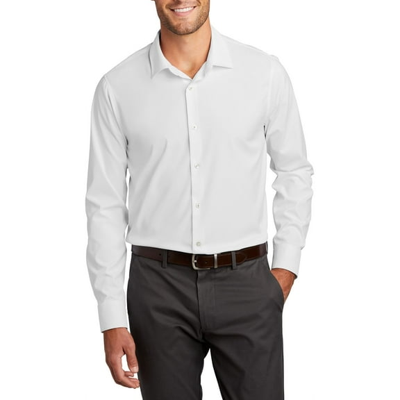 Just Blanks City Stretch Shirt Wrinkle-Resistant Open Collar Odor-Fighting, White, 4XL