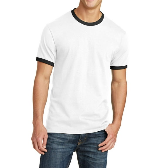 JustBlanks Cotton Blend Ringer Crew Neck Short Sleeve Contrast Trim T Shirt