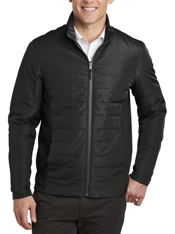 Mens Quilted Insulated Full Zip Jacket with Stretch Panels Water Resistant Long Sleeve
