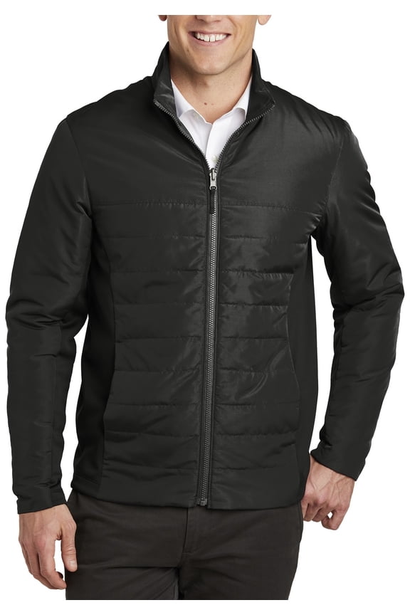 Mens Quilted Insulated Full Zip Jacket with Stretch Panels Water Resistant Long Sleeve