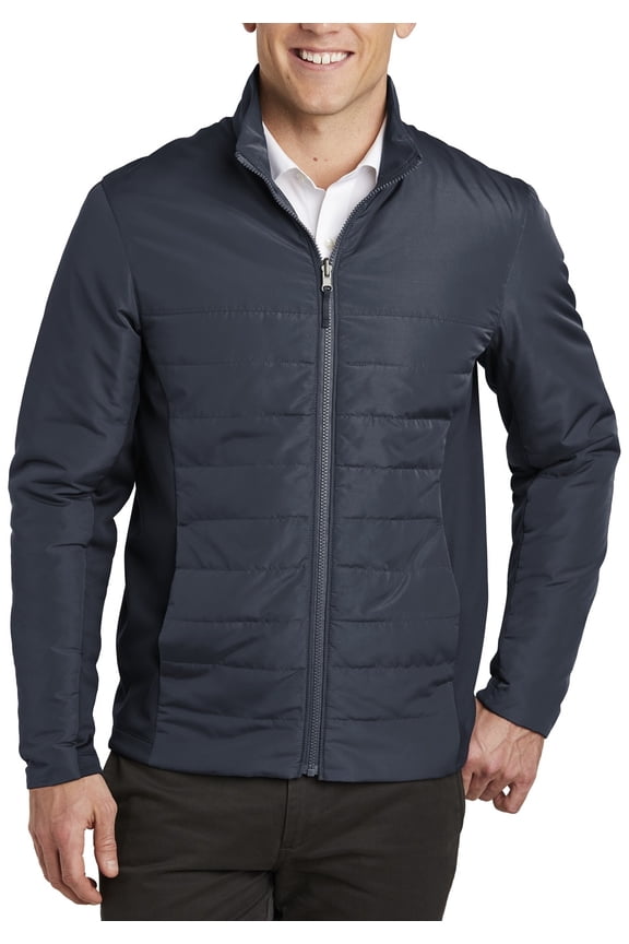 Mens Quilted Insulated Full Zip Jacket with Stretch Panels Water Resistant Long Sleeve